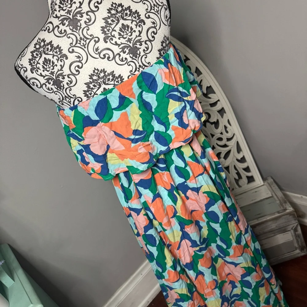 Jopna Boho Flowy Strapless Maxi Dress Size Medium Beach Vacation Resortwear - Picture 8 of 11